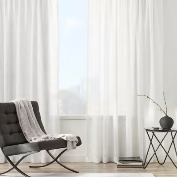🚨CLEARANCE SALE🚨 COPY - COPY - White Genoa Sheer Rod Pocket Curtain 54" x 108" - Picture 2 of 13